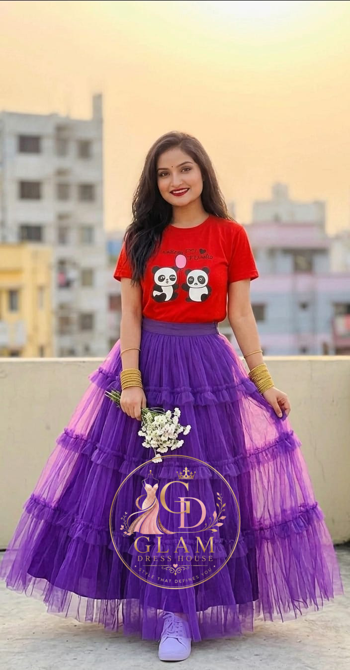 Purple Skirt & Red T-Shirt